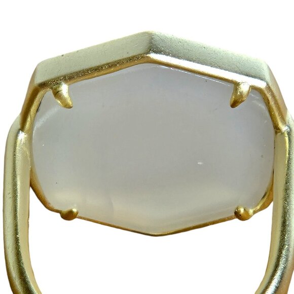 Kendra Scott Iridescent Drusy Ring Davis Gold Tone Sz 8 Adjustable Signed Boho - Picture 4 of 7